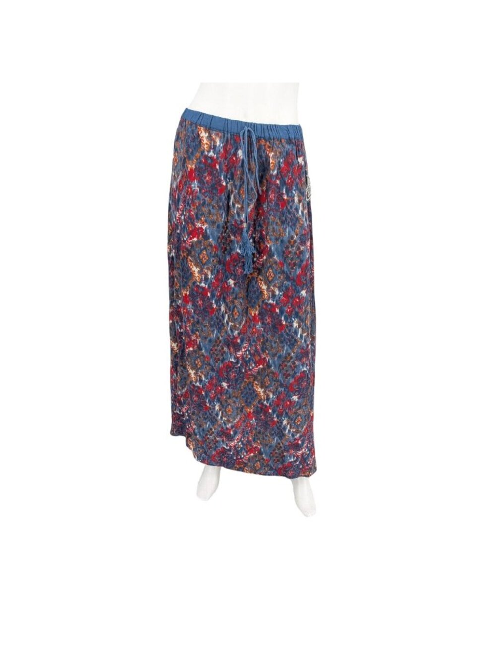 Floral Abstract Maxi Skirt Tassel Pull on Boho Indie Festival Hippie Y2K Small